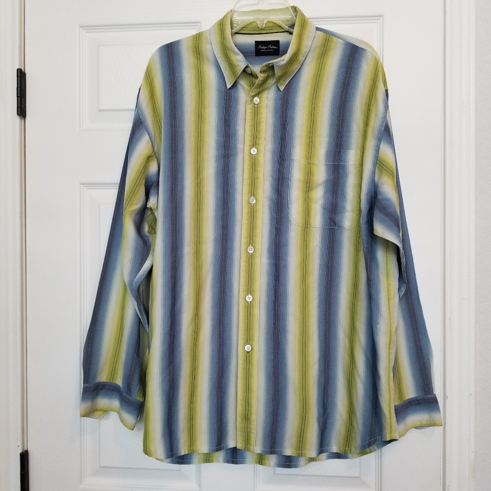 COPY - Indigo Palms long sleeve stripe shirt